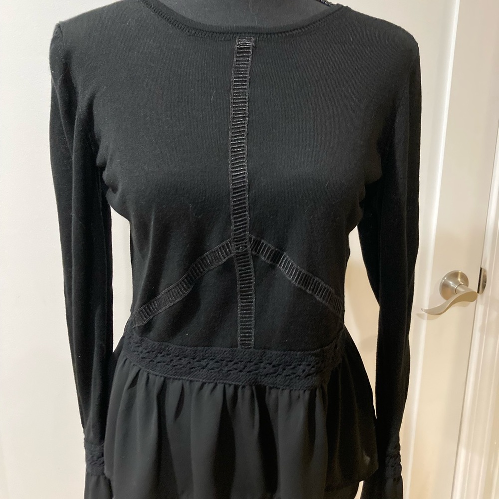 WHBM knit peplum top with crochet detail